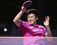 男子シングルス４回戦を突破した戸上隼輔＝ドーハ近郊（共同）