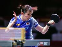 　女子シングルス４回戦を突破した早田ひな（共同）