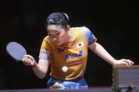 　女子シングルス準々決勝で敗れた張本美和（共同）