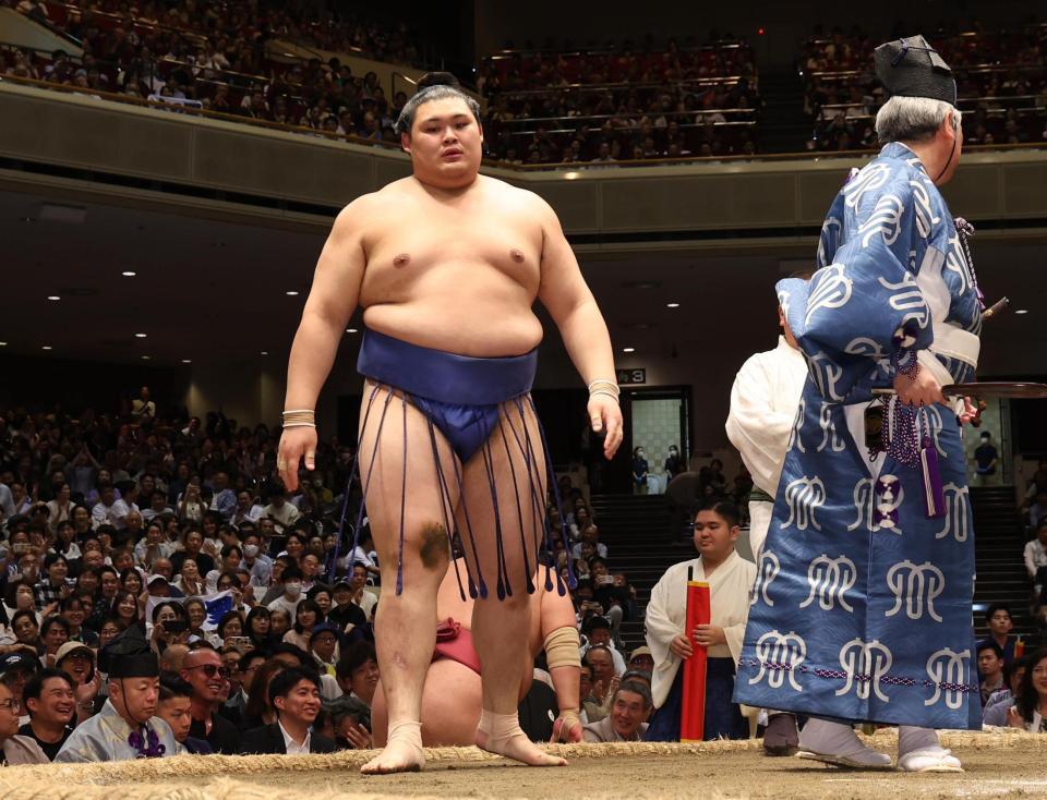 　大栄翔を下し１４連勝の大の里（撮影・佐々木彰尚）