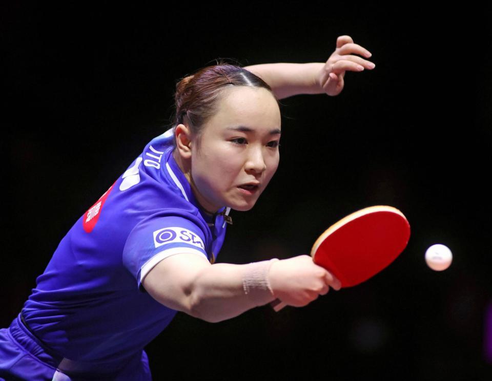 　女子シングルス準決勝で敗れた伊藤美誠（共同）