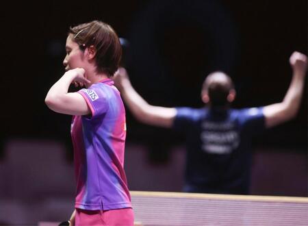 　女子シングルス２回戦で敗れた平野美宇＝１９日