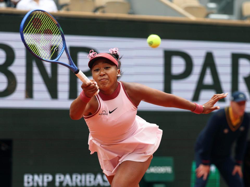 　女子シングルス１回戦でプレーする大坂なおみ