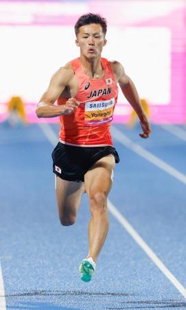 　男子１００メートル決勝　力走する柳田大輝＝亀尾（共同）