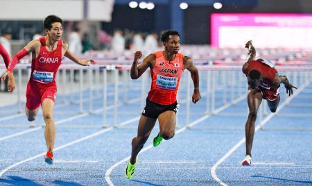 １１０メートル障害は村竹が初Ｖ　アジア陸上、広中ら２位
