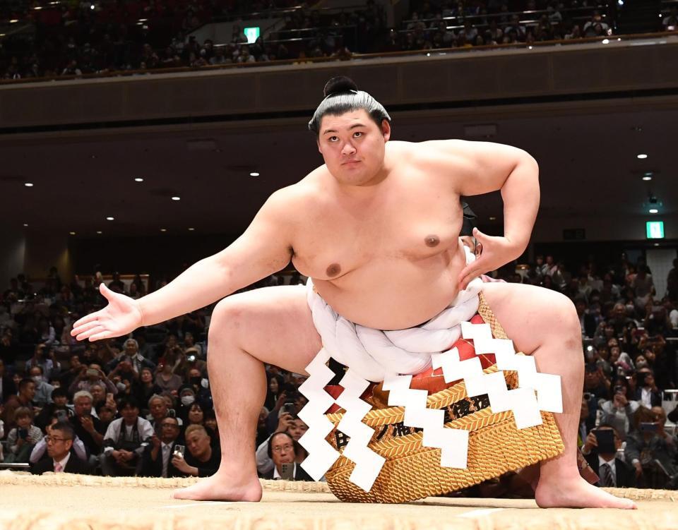 　国技館で初めて横綱土俵入りを披露する大の里（撮影・園田高夫）