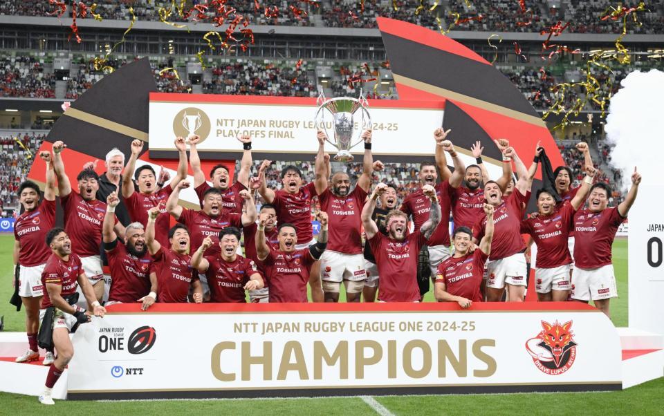 　ラグビーのリーグワン、プレーオフ決勝で東京ベイに勝利し、２季連続２度目の優勝を果たしたＢＬ東京フィフティーン