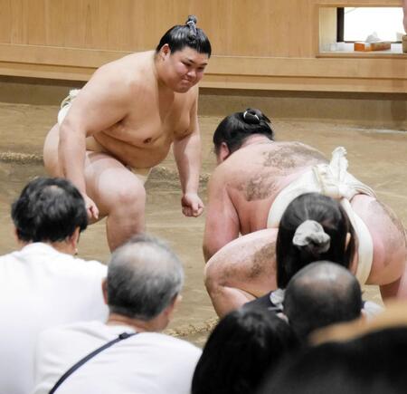 　白熊に胸を出す大の里