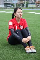 　取材に応じる日本代表の上松あかり