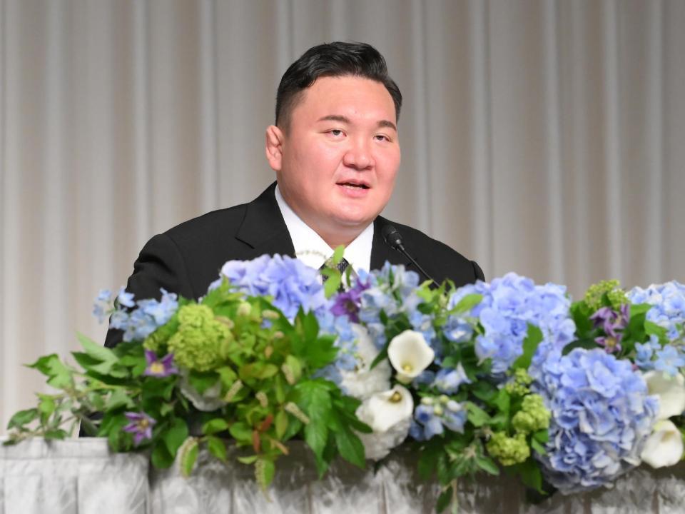 　世界相撲プロジェクトを推進する新会社設立を発表した白鵬翔氏（撮影・伊藤笙子）