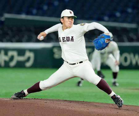 　東亜大戦で先発し、５回２失点の早大・伊藤＝東京ドーム