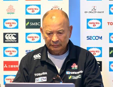 　オンラインで記者会見するラグビー日本代表のエディー・ジョーンズＨＣ＝３０日（（Ｃ）ＪＲＦＵ）