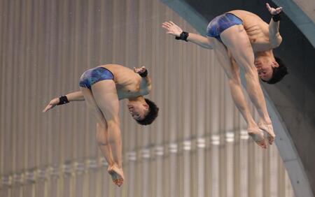 飛び込み・玉井陸斗らが世界水泳に向け公開練習