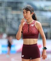 　前日練習する田中希実（代表撮影）