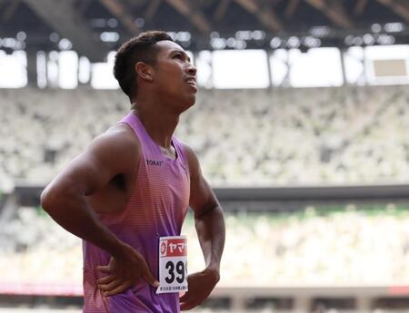 　予選落ちしたサニブラウン（撮影・石井剣太郎）