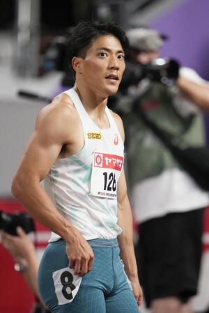 　男子１００メートル準決勝で敗退した山縣亮太