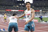 　男子１００メートル準決勝で敗退した山縣亮太