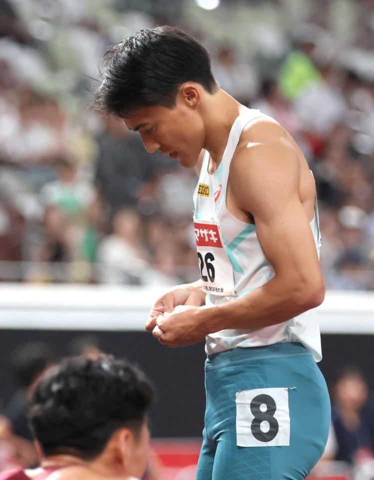 　男子１００メートル準決勝で敗れた山縣亮太（撮影・石井剣太郎）