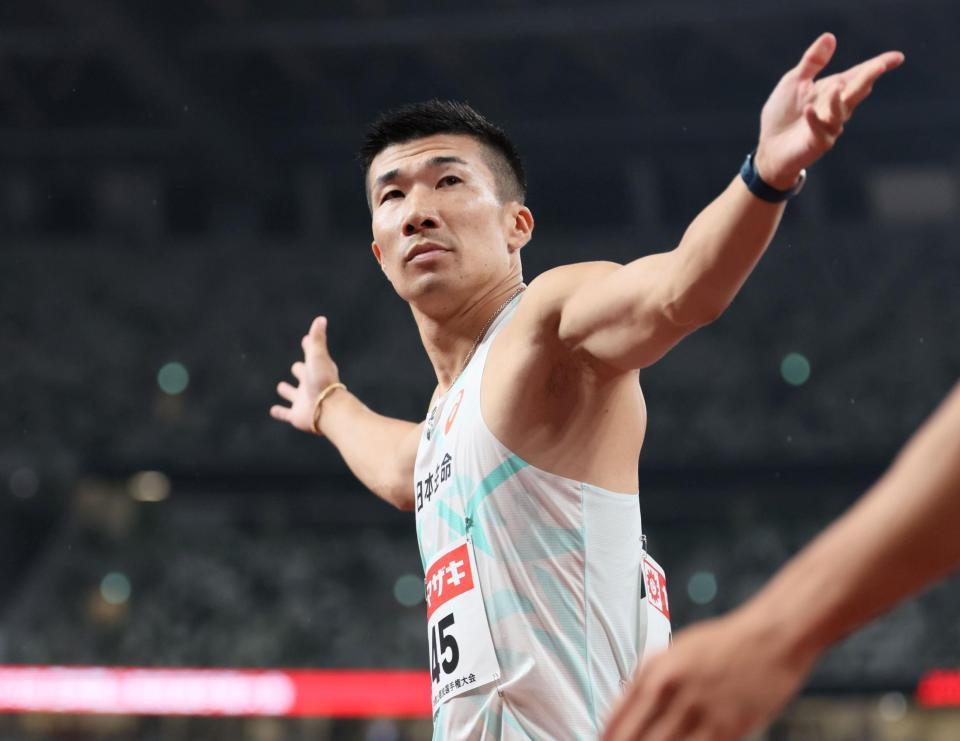 　男子１００メートル準決勝を突破した桐生祥秀（撮影・石井剣太郎）