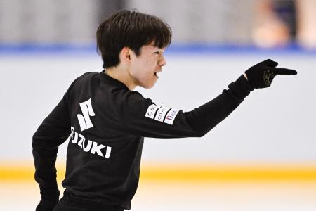 　練習を公開した鍵山優真＝関空アイスアリーナ
