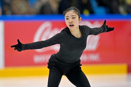 　練習を公開した千葉百音＝関空アイスアリーナ