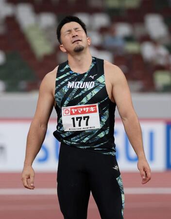 　男子やり投げ決勝で敗れたディーン元気（撮影・石井剣太郎）