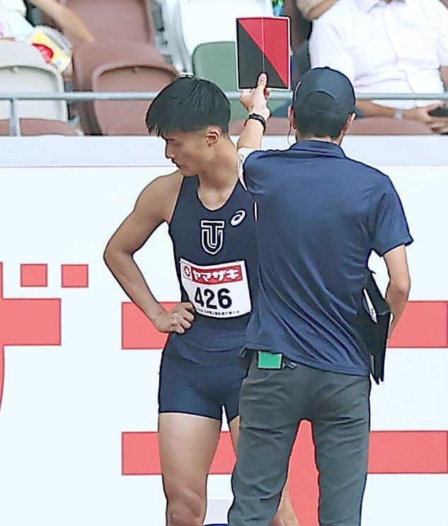 　フライングで失格となった柳田大輝（代表撮影）