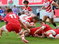 　後半、決勝トライを決めるバイレア