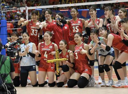 　フランスをストレートで破り、リーグ７勝目を挙げた日本代表（撮影・伊藤笙子）