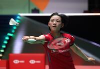 　女子シングルス１回戦を突破した宮崎友花（撮影・佐々木彰尚）