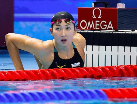 　女子１００メートルバタフライ準決勝を終えた池江璃花子（共同）