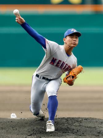 　聖隷クリストファー戦に先発した明秀学園日立・中岡＝甲子園