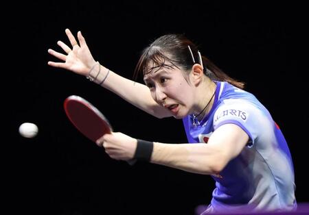 　気合が入る早田ひな（撮影・佐々木彰尚）