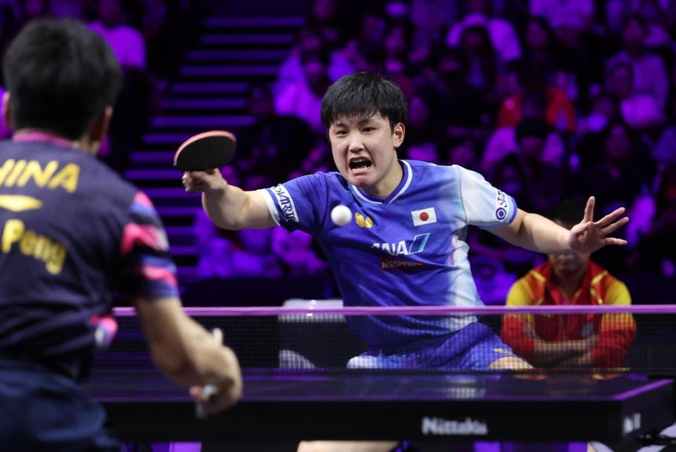 　気合の入る張本智和（撮影・佐々木彰尚）