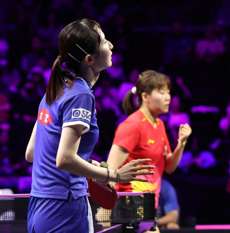 　陳幸同に第４ゲームを奪われた早田ひな（撮影・佐々木彰尚）