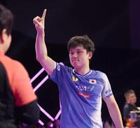 　決勝進出を決めた張本智和（撮影・佐々木彰尚）