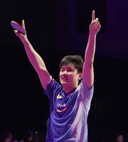 　決勝進出を決めた張本智和（撮影・佐々木彰尚）