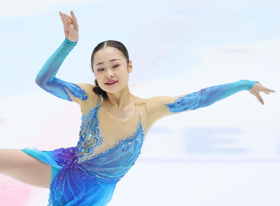 　ジュニア女子フリーで演技する島田麻央