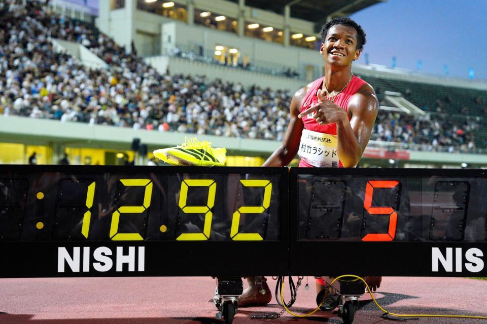 　男子１１０メートル障害で12秒92の日本新を樹立した村竹ラシッド