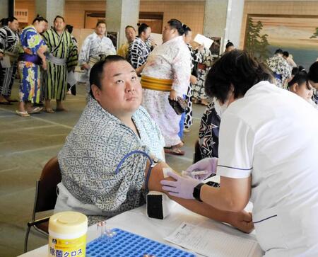 　採血を受ける友風