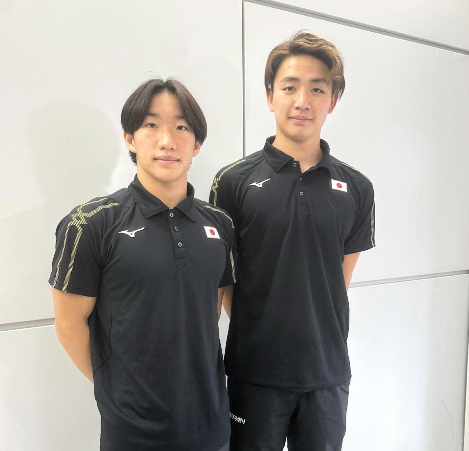 　世界ジュニア選手権から帰国した大橋信（左）と今福和志
