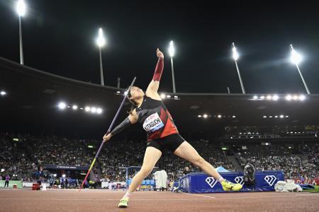 　女子やり投げで最下位の６位に終わった北口榛花＝チューリヒ（共同）