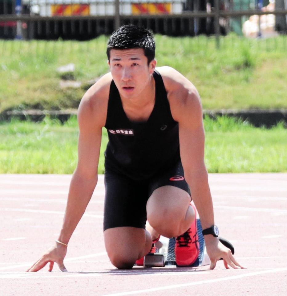 　練習を公開した陸上男子１００メートルの桐生祥秀