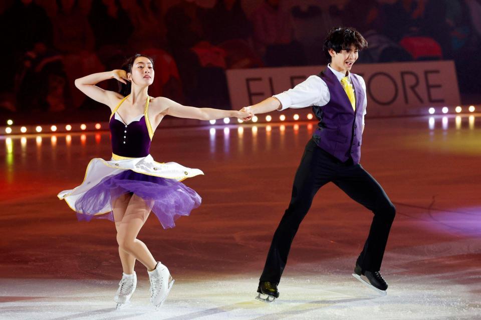 　公開リハーサルで演技を初披露した櫛田育良（左）、島田高志郎組