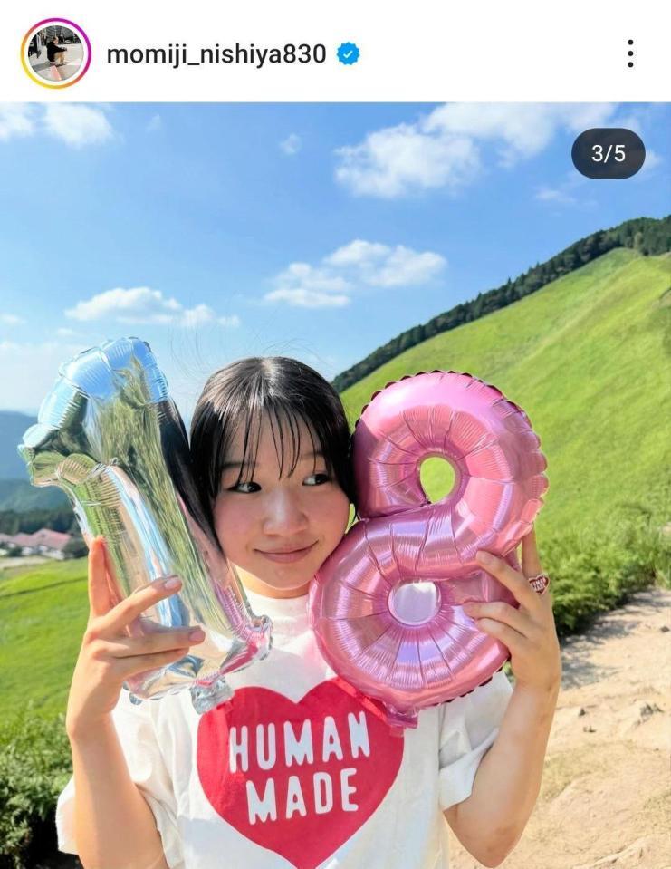 西矢椛のインスタグラム（＠ｍｏｍｉｊｉ＿ｎｉｓｈｉｙａ８３０）から