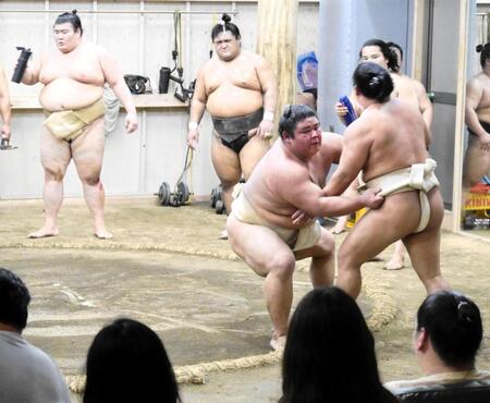 　翠富士を寄り切る伯桜鵬