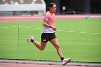 　練習を公開した青木アリエ（代表撮影）