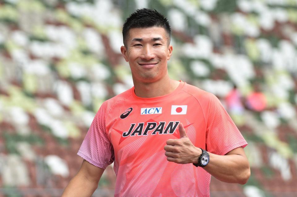 　笑顔を見せる桐生祥秀（代表撮影）