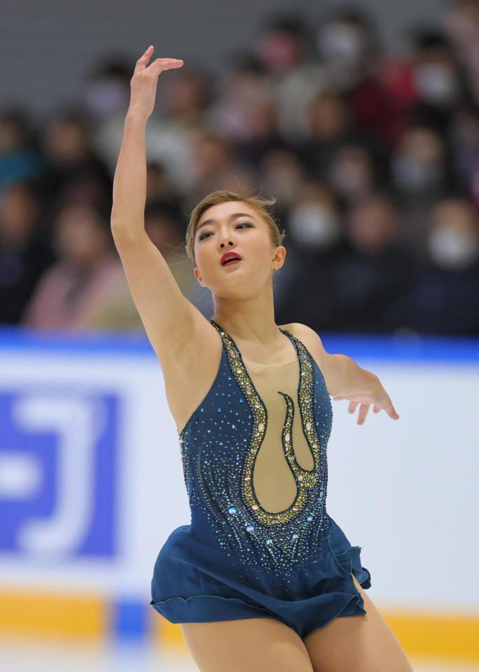 　女子フリーで演技する坂本花織