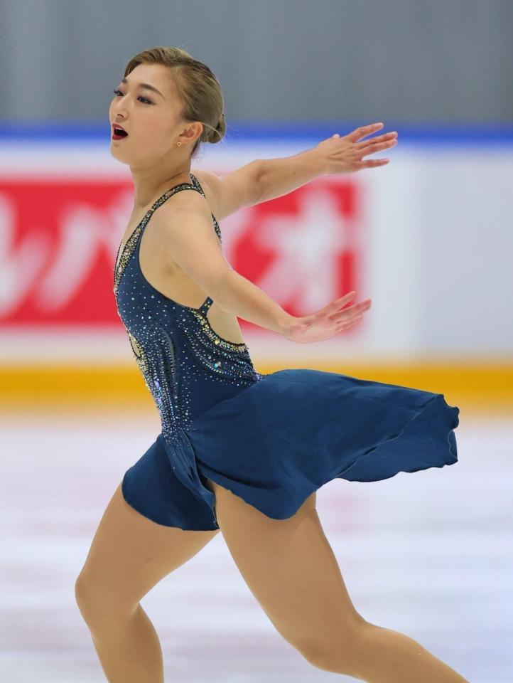 　女子フリーで演技する坂本花織